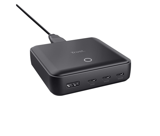 TRUST napájecí adaptér MAXO 100W, 3x USB-C, 1xUSB-A