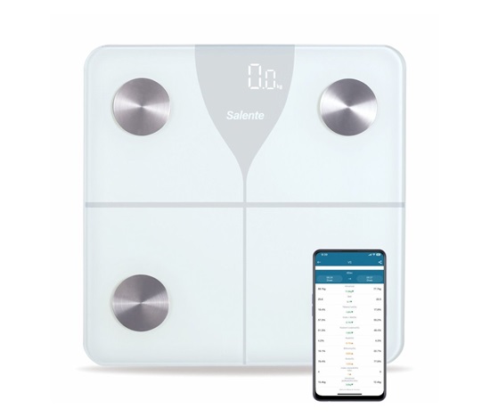 EVOLVEO Salente SlimFit, osobní diagnostická fitness váha, Bluetooth, bílá
