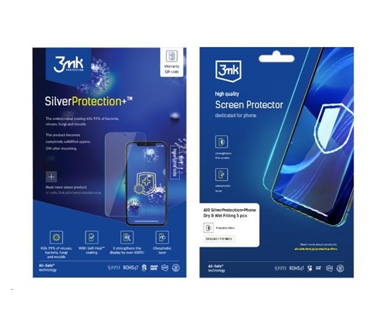 3mk All-Safe - AIO fólie SilverProtection+ Dry & Wet Fitting Phone, 5 ks