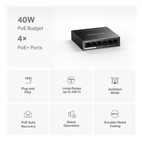 MERCUSYS switch MS106LP (6x100Mb/s,4xPoE+,40W,fanless)