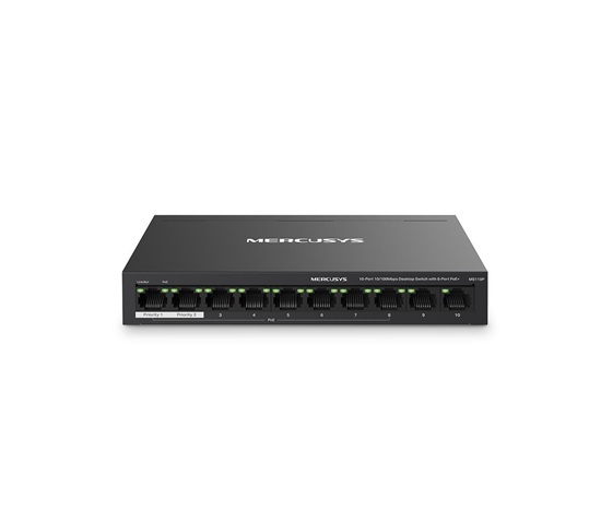 MERCUSYS switch MS110P (10x100Mb/s,8xPoE+,65W,fanless)