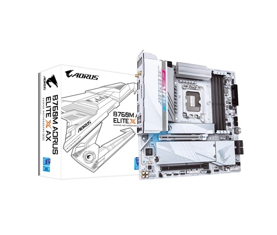 GIGABYTE MB Sc LGA1700 B760M A ELITE X AX, Intel B760, 4xDDR5, 1xDP, 2xHDMI, mATX