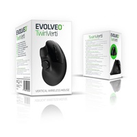 EVOLVEO Vertikální myš TwinVerti, Ergonomická myš, 2.4GHz, Bluetooth, černá