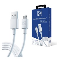 3mk datový kabel - Hyper Cable A to Micro 1.2m 5V 2,4A, bílá