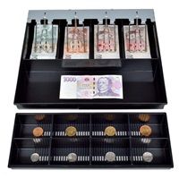 Virtuos pokladní zásuvka C420D - s kabelem, kovové držáky, 9-24V, bílá