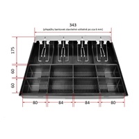 Virtuos pokladní zásuvka C420D - s kabelem, kovové držáky, 9-24V, bílá
