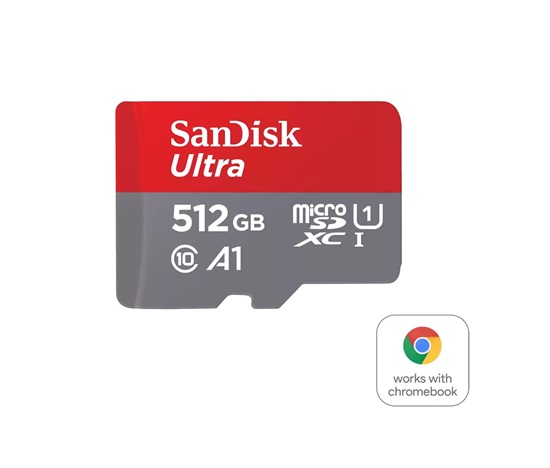 SanDisk MicroSDXC karta 512GB Ultra pro Chromebook (R:160/W:260 MB/s, UHS I, C10, A1)