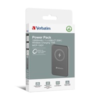 VERBATIM Powerbanka Charge ‘n‘ Go, Magnetická, 10000 mAh, USB-C, Šedá