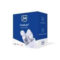 3mk bezdrátová stereo sluchátka FlowBuds, nabíjecí pouzdro, bílá