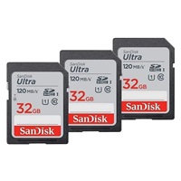 SanDisk SDHC karta 32GB Ultra (R:120/W:120 MB/s, UHS-I, C10), 3-Pack
