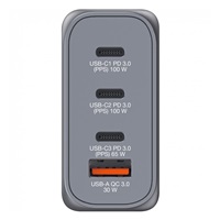 VERBATIM GaN Nabíječka do sítě GNC-100, 100W, 3x USB-C, 1x USB