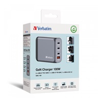 VERBATIM GaN Nabíječka do sítě GNC-100, 100W, 3x USB-C, 1x USB