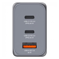 VERBATIM GaN Nabíječka do sítě GNC-65, 65W, 2x USB-C, 1x USB