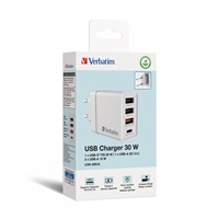 VERBATIM Univerzální adaptér nabíječka CHR-30EU2, 30W, 1x USB-C, 3x USB bílá