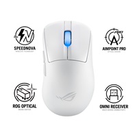 ASUS myš ROG Keris II Ace, bezdrátová herní myš, bílá
