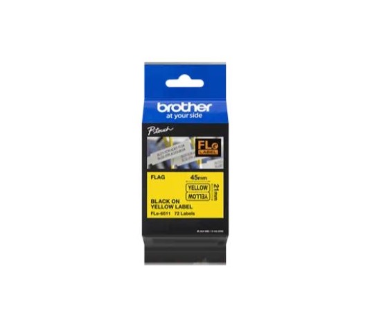 BROTHER FLe-6511 předřezané štítky - černá na žluté, 21 mm šířka