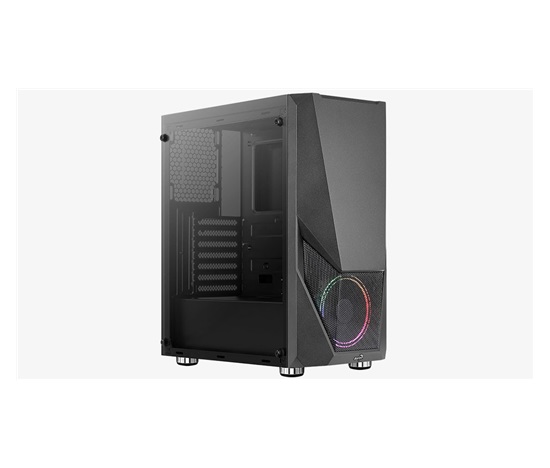 AEROCOOL skříň Zauron Saturn FRGB ML G, Mid tower, 2x USB 3.0, 2x audio, 1x 120mm FRGB Fan, bez zdroje