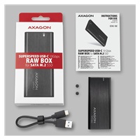 BAZAR - AXAGON EEM2-SBC, USB-C 3.2 Gen 2 - M.2 SATA SSD kovový RAW box, bezšroubkový - Po opravě (Komplet)