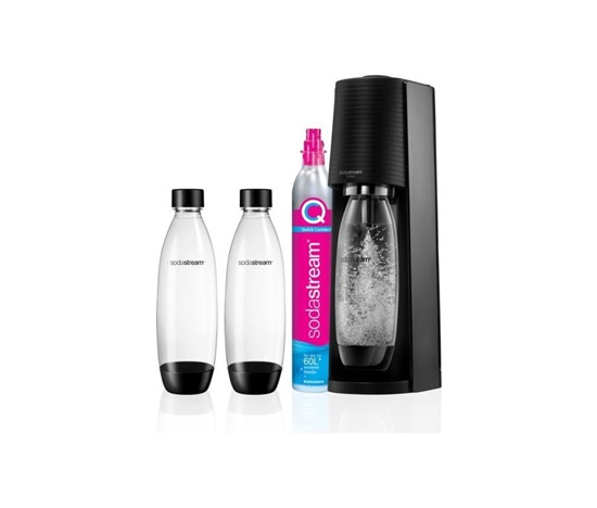 BAZAR - SodaStream Terra Black výrobník sody, mechanický, 2x 1l láhev SodaStream Fuse, bombička s CO2, černý - poš. obal