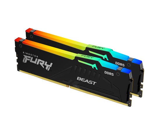 KINGSTON DIMM DDR5 64GB (Kit of 2) 6400MT/s CL32 Non-ECC FURY Beast RGB EXPO, Černá