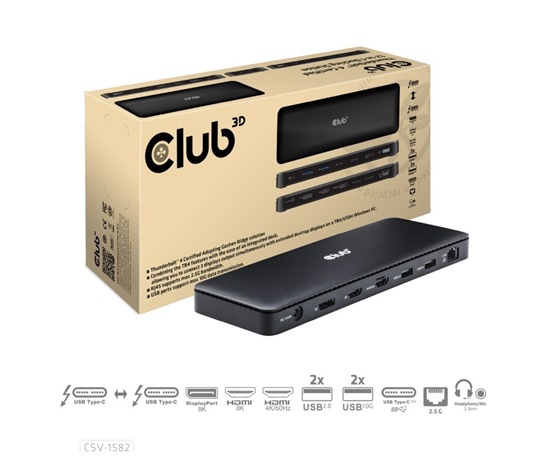 Club3D Dokovací stanice Thunderbolt 4 (Certified), 12v1