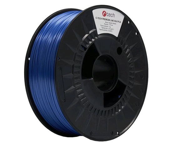 C-TECH Tisková struna (filament) PREMIUM LINE, Silk PLA, signální modrá, RAL5005, 1,75mm, 1kg