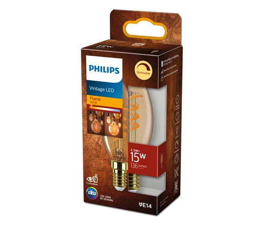 PHILIPS žárovka LED classic 15W B35 E14 GOLD SP D RFSRT4