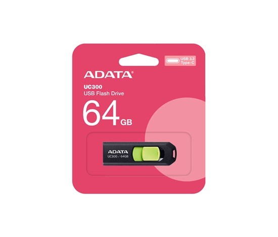 ADATA Flash Disk 64GB UC300, USB-C 3.2, černo-zelená