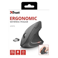 BAZAR - TRUST Myš Verto wireless ergonomic mouse USB, black (černá) - Poškozený obal (Komplet)