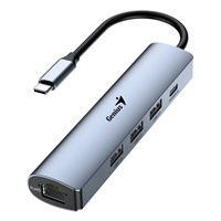 GENIUS hub UH-545, USB-C na 3x USB 3.0 + 15W USB-C + RJ45, šedá