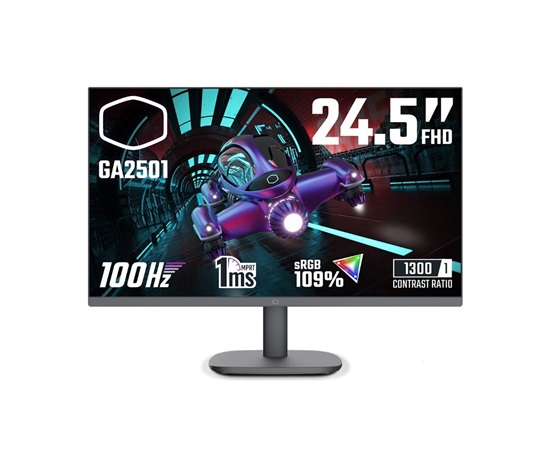 Cooler Master LCD - 24.5", 1920x1080, 100Hz, 1300:1, 250cd/m2, 1ms, 1xHDMI, 1xVGA, IPS