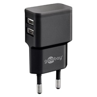 Goobay Napájecí a nabíjecí adaptér 230V na 2x USB, max.2,4A, černý