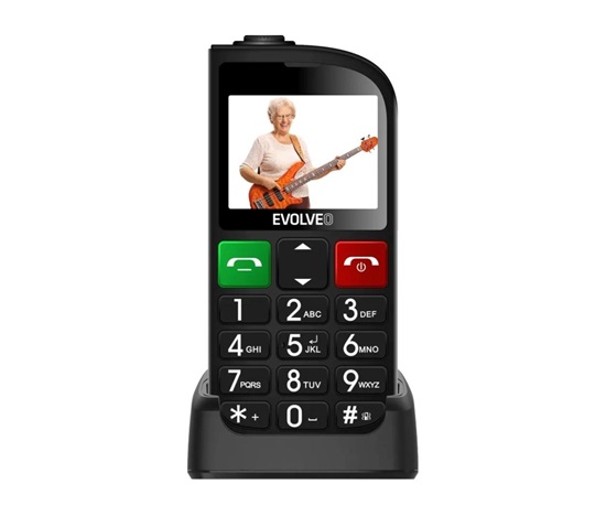 EVOLVEO Mobilní telefon pro seniory s nabíjecím stojánkem EasyPhone FL, černá