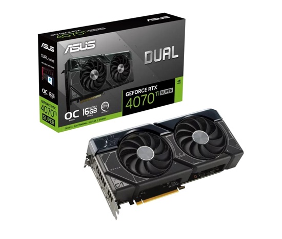 ASUS VGA NVIDIA GeForce RTX 4070 Ti SUPER DUAL OC 16G, 16G GDDR6X, 3xDP, 1xHDMI