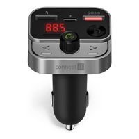 CONNECT IT InCarz Bezdrátový FM transmitter, 2x USB-A + 1x USB-C, Stříbrno-černá
