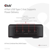 Club3D cestovní nabíječka 240W GaN technologie, 4xUSB-C, PPS + PD 3.1 Support