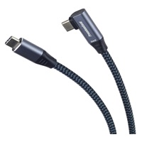 PREMIUMCORD USB-C zahnutý kabel (USB 3.2 Gen2x2, 5A, 100W, 20Gbit/s) 3m, Šedá