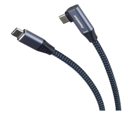 PREMIUMCORD USB-C zahnutý kabel (USB 3.2 Gen2x2, 5A, 100W, 20Gbit/s) 3m, Šedá