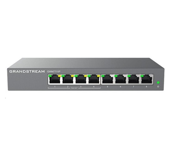 Grandstream GWN7711P Layer 2 Lite managed switch, 8 portů, 4x PoE/PoE+