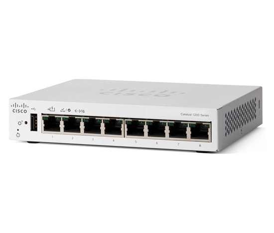 Cisco Catalyst switch C1200-8T-D (8xGbE,1xPoE-in,fanless)