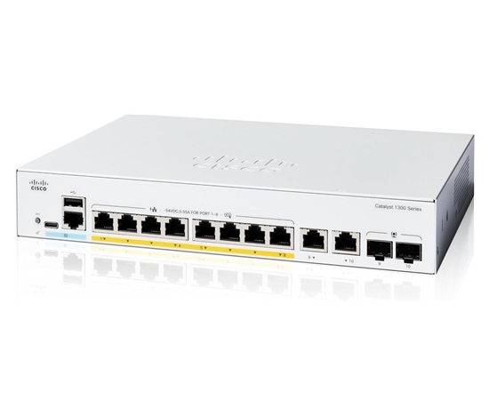 Cisco Catalyst switch C1300-8FP-2G (8xGbE,2xGbE/SFP combo,8xPoE+,120W,fanless)