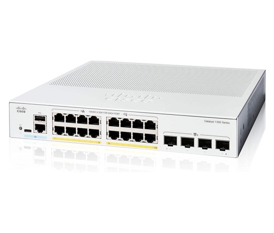 Cisco Catalyst switch C1300-16P-4X (16xGbE,4xSFP+,16xPoE+,120W,fanless)
