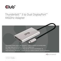Club3D Video hub Thunderbolt 3 na 2x DP, Dual 4K60Hz nebo Single 8K60Hz/4K120Hz