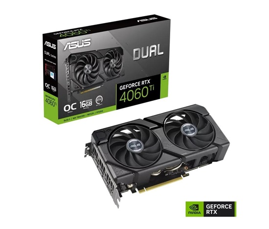 ASUS VGA NVIDIA GeForce RTX 4060 Ti DUAL OC 16G EVO, 16G GDDR6, 3xDP, 1xHDMI