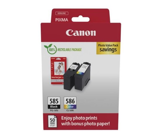 Canon Cartridge PG-585/CL-586 černá/barevná + Canon PAPÍR GP-501 4X6 50