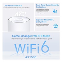 TP-Link Deco Deco X10-4G(1-pack) WiFi6 Mesh (AX1500,2,4GHz/5GHz,3xGbELAN/WAN,3G,4G LTE,1xnanoSIM)