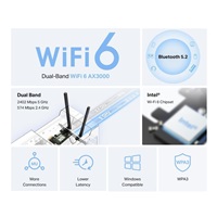 MERCUSYS MA80XE WiFi6E PCIe adapter (AX3000,2,4GHz/5GHz,Bluetooth5.2)