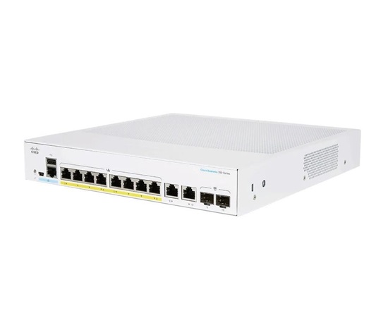BAZAR - Cisco switch CBS350-8P-2G-EU (8xGbE,2xGbE/SFP combo,8xPoE+,67W,fanless) - REFRESH - Po opravě (Komplet)