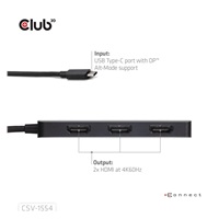 Club3D hub MST USB-C na 3xHDMI, Single: 8K30Hz, Triple: 4K60Hz