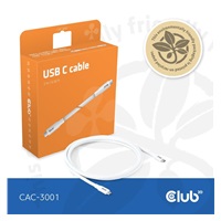 Club3D Kabel USB-C 4.0, 20Gbps, 4K60Hz, PD 240W, 2m, bílá
